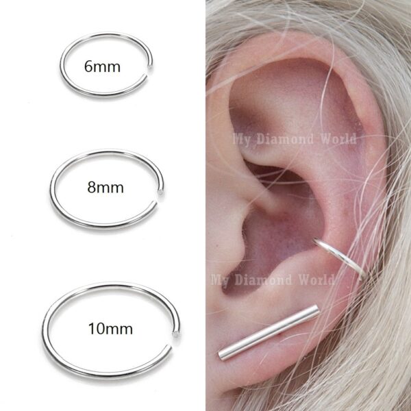 Super Thin Cartilage Earring, Earlobe Ring Hoop, Simple Cartilage Silver Hoop, Silver Septum/Nose/Cartilage/Helix/Tragus Ring Hoop Nose Hoop