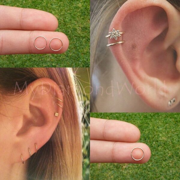 Tiny Forward Helix Cartilage Earring, Helix Ring Hoop, Simple Cartilage Ring, Custom Size - 6mm, 7mm, 8mm, 9mm 10mm