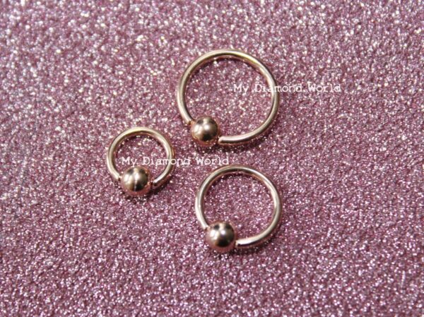 16g 5/16" Rose Gold Captive Bead Ring Hoop Nostril Helix Lip Septum Daith Ring Tragus Cartilage Ring Stainless Steel