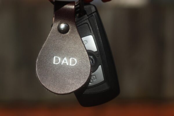 Handmade Personalised Leather Debossed Keyring Bespoke Real Leather Keyring