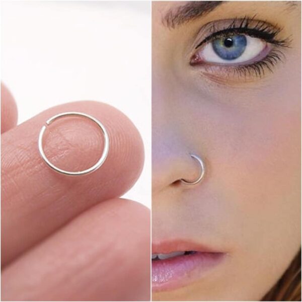 20g Fake Nose Ring, Simple Nose Hoop, Silver Septum/Nose/Cartilage/Helix/Tragus Ring Hoop Nose Hoop, Nose Ring