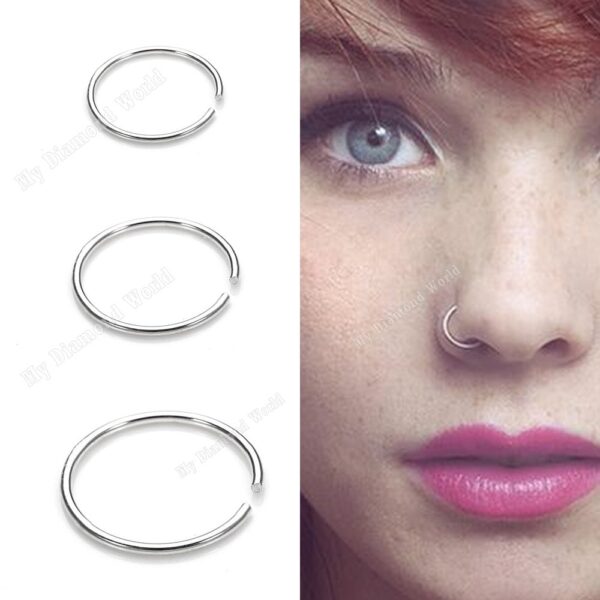 MINIMALIST Nose Ring Hoop Septum Ring  22g Unisex Earring for Cartilage Tragus Conch Daith in Gold Sterling Silver and Rose Gold