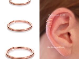 0.6mm Rose Gold Cartilage Earring Helix Ring Hoop  Septum/Nose/Cartilage/Helix/Tragus Ring Hoop Nose Hoop, Nose Ring