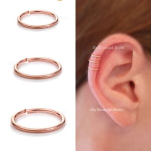 0.6mm Rose Gold Cartilage Earring Helix Ring Hoop  Septum/Nose/Cartilage/Helix/Tragus Ring Hoop Nose Hoop, Nose Ring