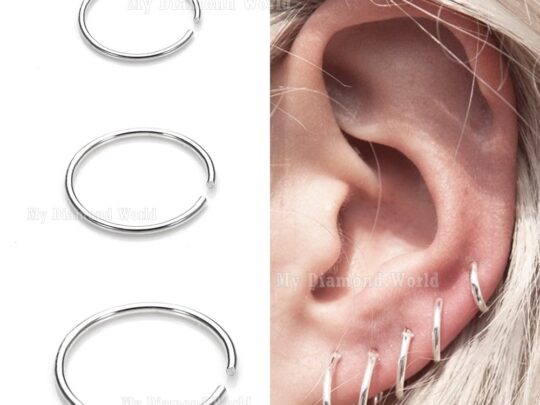 0.6 mm Cartilage Earring Helix Ring Hoop, Simple Cartilage Conch Hoop Silver Septum/Nose/Cartilage/Helix/Tragus Ring Hoop Nose Hoop Ring